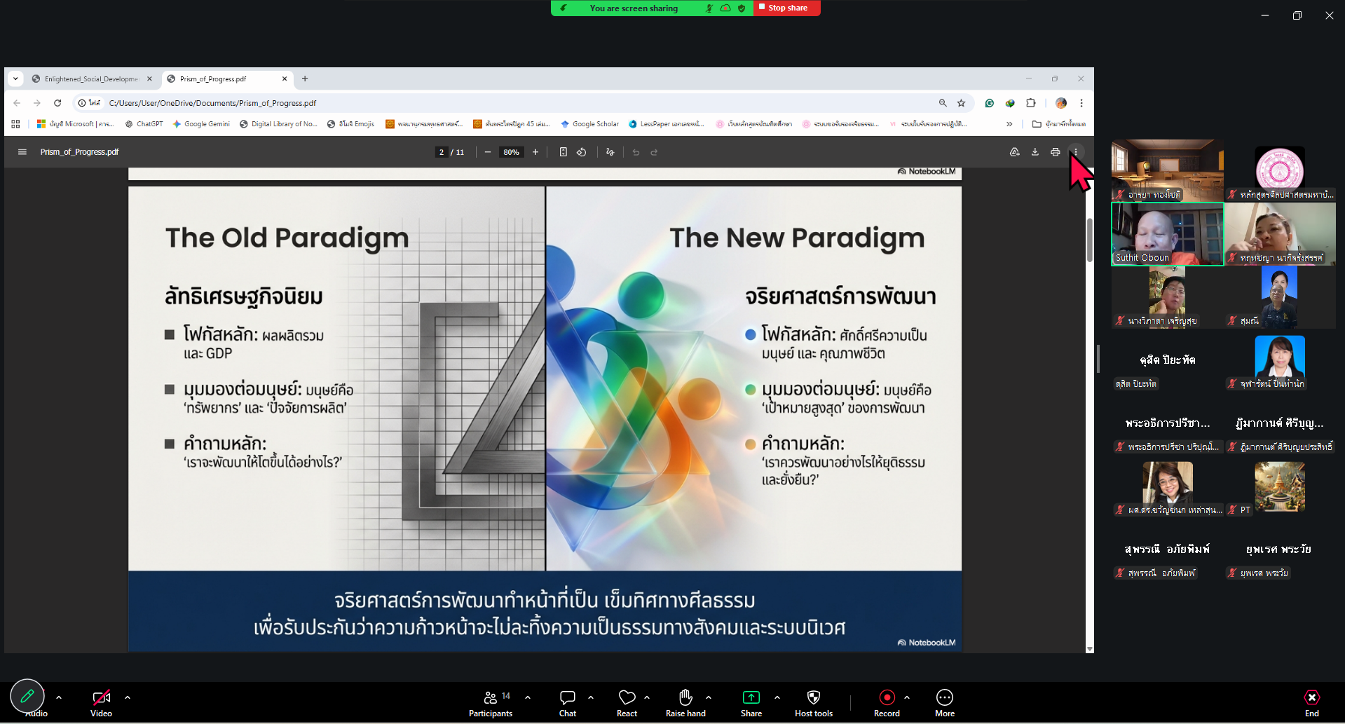 บรรยากาศการเรียนการสอน ป.เอก สาขาวิชาการพัฒนาสังคม ในรายวิชาจริยศาสตร์การพัฒนา - รูปภาพ 3